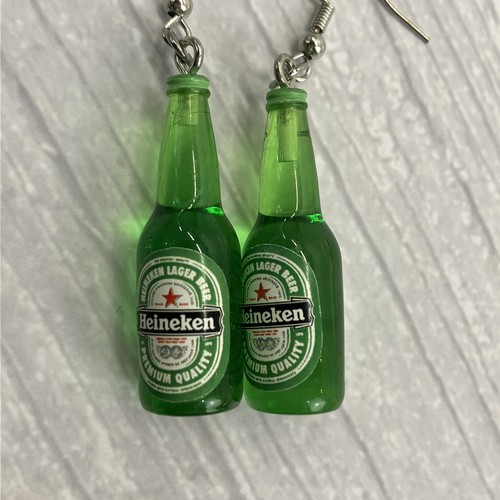Heineken beer bottle earrings - bottle,
