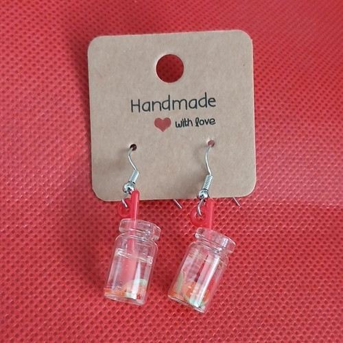 Handmade clear red jar - handmade,