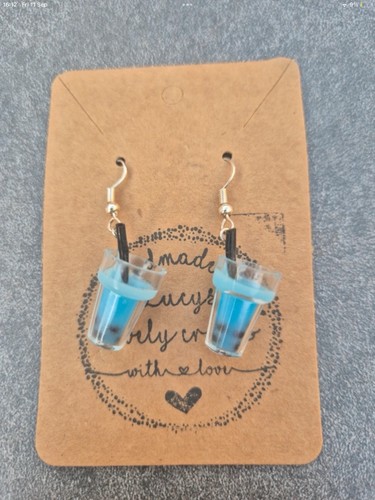 Boba tea dangle earrings - boba,