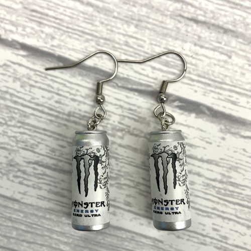 Monster energy earrings - monster, white