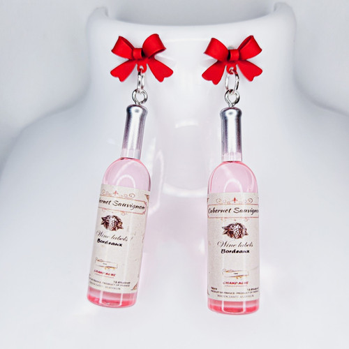 Christmas pink wine bottle - wine,