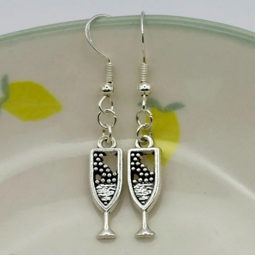 Novelty wine glass - glass, earrings
