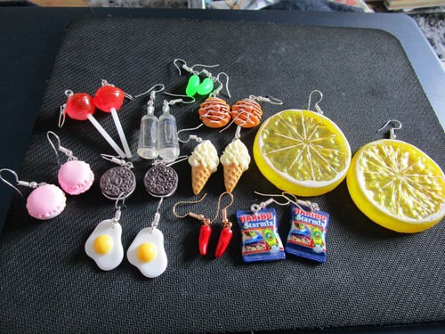 Various food drink earrings - food,