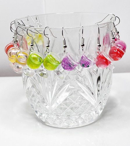 Cocktail glass earrings fruit - cocktail,