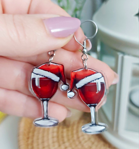 Christmas wine glass santa hat - wine,
