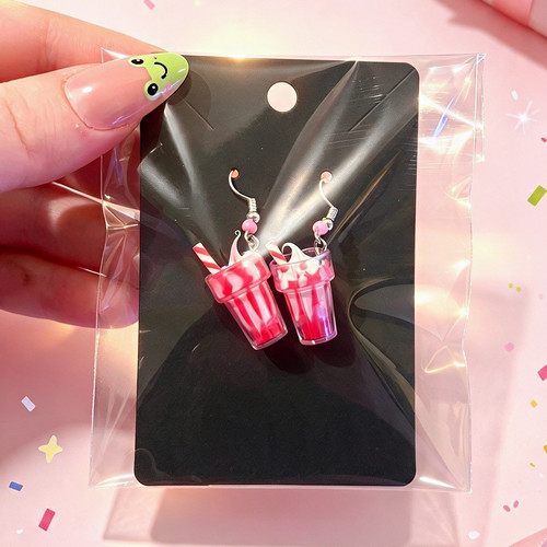 Strawberry milkshake earrings - strawberry,