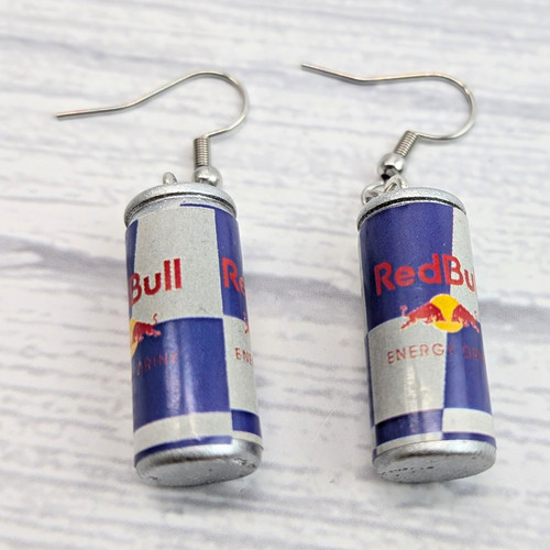 Red bull can earrings - red,