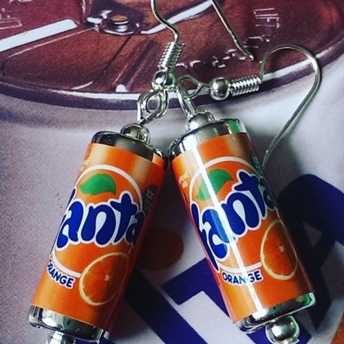 Unique fanta can earrings - fanta,
