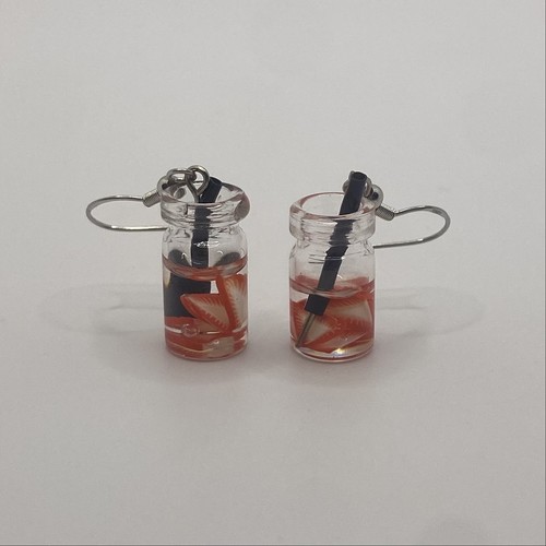 Strawberry drink earrings - strawberry,