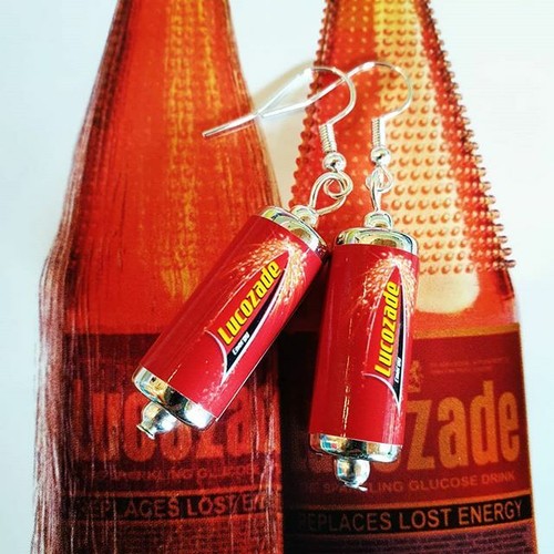 Handmade lucozade can earrings - handmade,