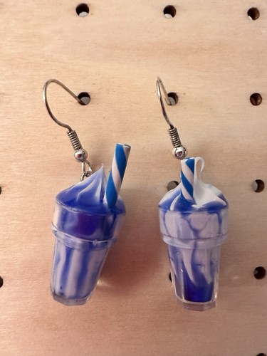 Blue milkshake dangle earrings - blue,