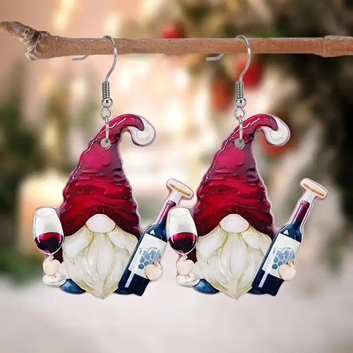 Festive gnome drinking wine - gnome,